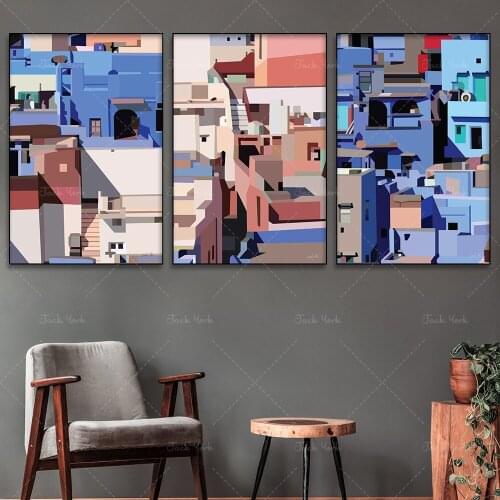 Prints wall art, big prints, wall art gallery set, bright posters, art set, Jodhpur India, Sun City, oversized art prints