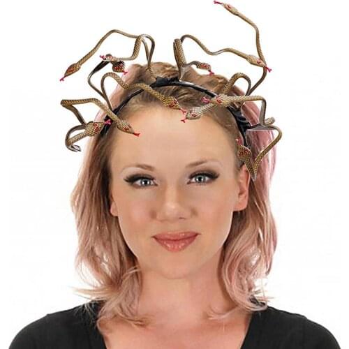 New Arrival Halloween Carnival Cosplay Costume Hair Clasp Accessory Animal Stirnband PVC Scary Medusa Snake Headband