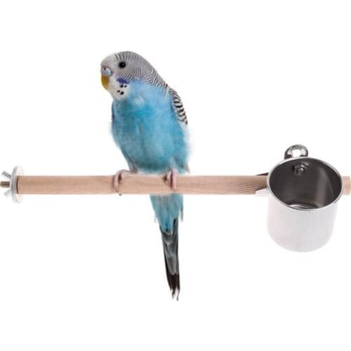 Food Water Feeding Bird Single Cups With Clip Stainless Steel Parrot Cage Stand for bird feeders