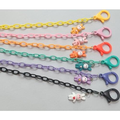 Popular Candy Color Long Eared Rabbit Acrylic Mask Chain Glasses Hanging Chain 58cm Non-slip Anti-lost Fashion Halter