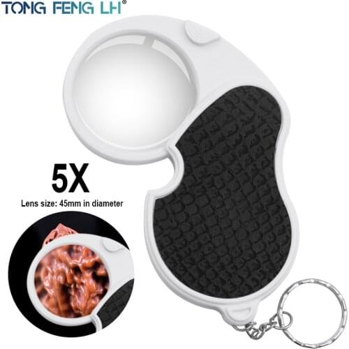 Handheld magnifying glass 5 times leather magnifying glass pocket magnifying glass reading monolithic jewelry