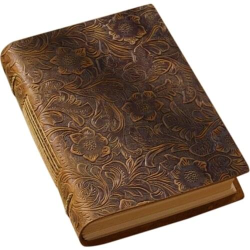 Handmade Notebook Pu Leather Cover Thick Sketchbook Retro Diary Student Gift Blank Kraft Paper Book 400 Pages