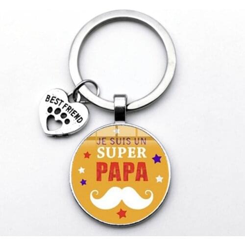 I Love Dad Keychain My Dad Is A Super Hero Pendant Glass Key Ring Fathers Day Best Gift