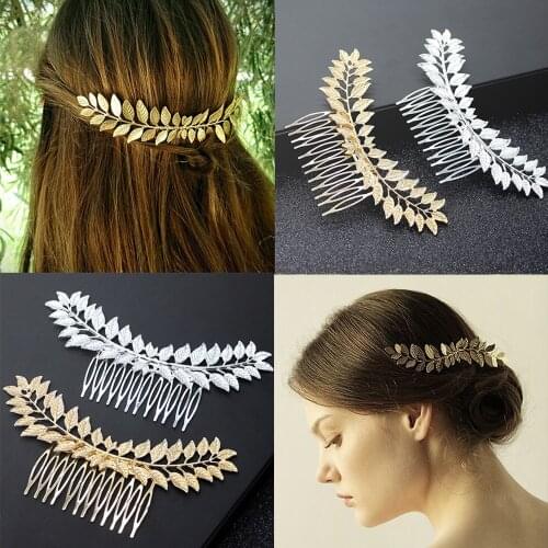 Wedding tiara Greece Bridal Leaf Hair Comb Metal Headpiece Wedding Party Headband Hair Pins Accessories Hair Jewelry