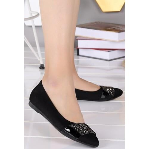 Woggo Pnt 403033 Suede Daily Cubic Zirconia Women 'S Ballerina Shoes