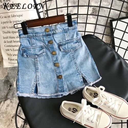 Keelorn Girl Skirts 2020 New Summer Adorable Children Denim Solid Color Button Jeans Shorts Culottes Girls Clothing 3-7Yrs
