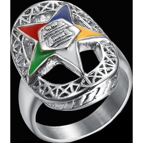 Ladies Jewelry Simple Design OES order of Eastern Star Enamel Masonic Rings for Women Female Jewelry Gifts