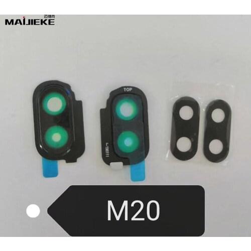 2 set Rear Camera Glass Lens Replacement For Samsung Galaxy M20 M30 Back Camera Glass Lens+Frame Black