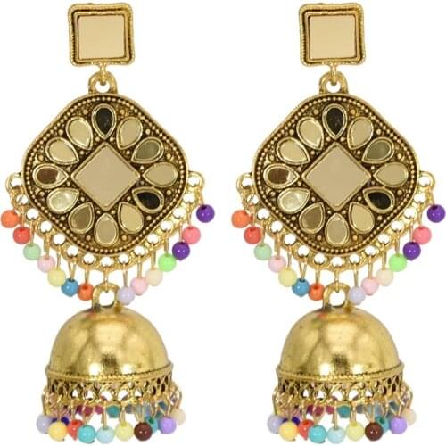 Ethnic Retro Big Round Turkish Bells Indian Jhumka Earrings Womens Classic Vintage Turkey Gold color Color Tassel Earrings