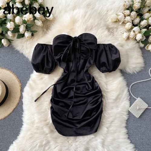 Sexy Strapless Mini Dress Women Chain Slash Neck Sleeveless Slim Dress Summer Off Shoulder Party Dress