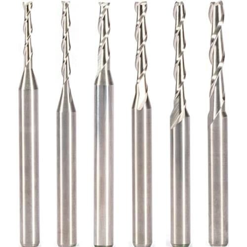 10pcs 3.175mm 4mm 5mm 6mm Shank Double Flute Spiral Flat Endmills Two Flute CNC Milling Cutter Router Wood PVC MDF Plywood Bits