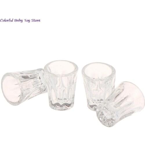 4 Pcs Mini Resin Transparent Cup Simulation Furniture Model Toys For Doll House Miniature Accessoriesm Decro