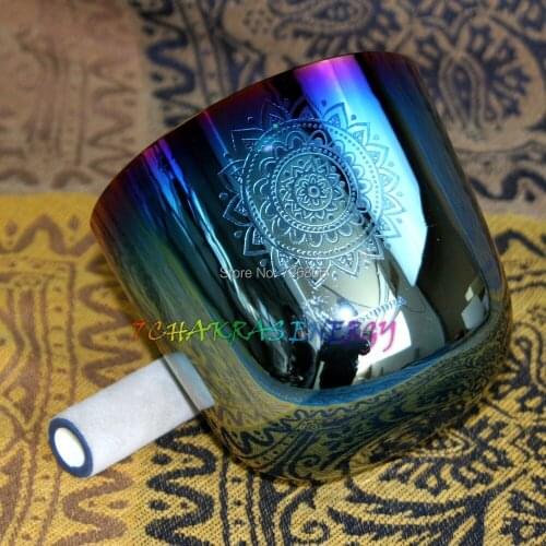 4th octave G Throat chakras carved design alchemy crystal singing bowl about 5.5"