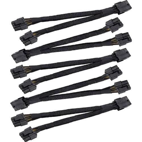 5Pcs 20cm Graphics Video Card 8 Pin Female to 2X8P(6+2)Pin Extention Power Cable Male PCIe PCI Express 18AWG Cable