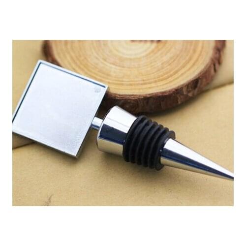 5pcs quare Metal Wine Bottle Stopper 32mm Base Blank Setting Rhinestones Bar Wedding Tools For DIY Crystal Dome Cabochons Making