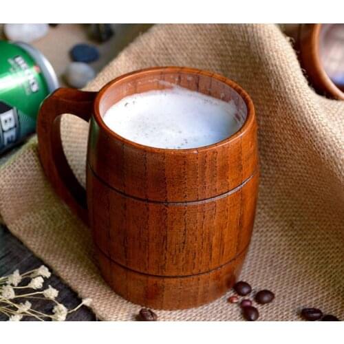 50 pcs Heatproof Classical Wood Work Wooden Beer Tea Coffee Cup Mug Eco-friendly 400ml For Gatherings Party SN815