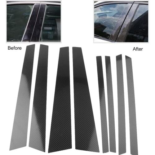 8Pcs Car Window B Pillars Moulding Trim Protective Cover For BMW X5 X5M E70 2008 2009 2010 2011 2012 2013 Carbon Fiber