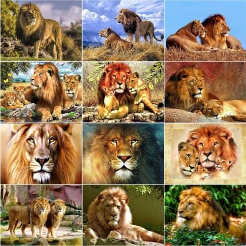 AZQSD 5D Diamond Painting New Arrivals Lion Diamond Mosaic Animal Cross Stitch Picture Of Rhinestones Handmade Craft