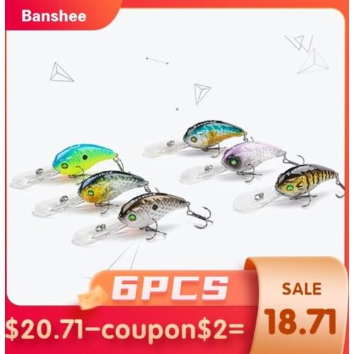 Banshee 6pcs/lot 50mm 10g VC04 Deep Chub Diving Crankbaits Floating Fishing Lure Rattle Sound Wobbler Hard Artificail Bait