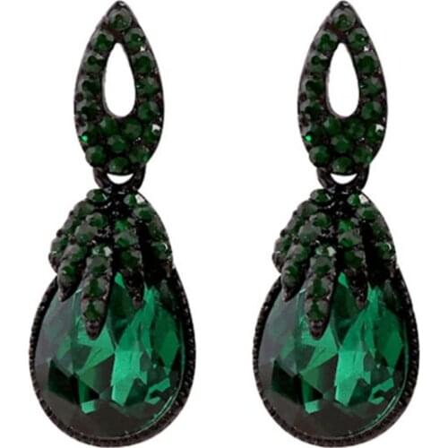 Bohemia Earrings Dark Green Bohemian Boho Vintage Charms Jewelry Retro Fashion Stone Rhinestone Geometric Dangle Charm Gifts