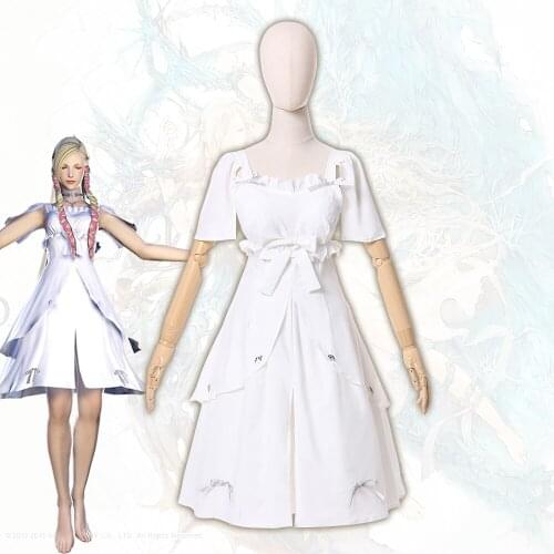 Anime Final Fantasy XIV FF14 Minfilia White Lolita Dress Party Uniform Cosplay Costume Women Halloween Free Shipping 2020 New