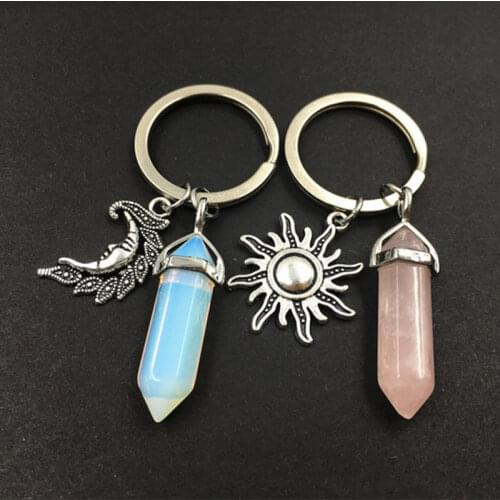 2pcs Sun and Moon Crystal Keychain,friendship Keychain for 2,bff Keychain,best Friends Keychain,Couples Keychain