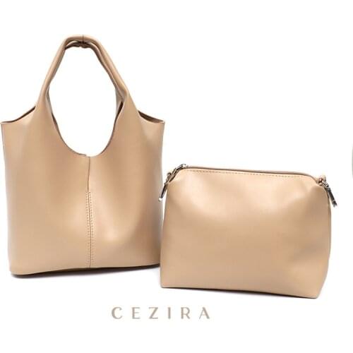 CEZIRA 2020 Brand Soft PU Leather Bucket Handbags For Women Zip Liner Bag Top-handle Female Tote Small Crossbody Shoulder Bags