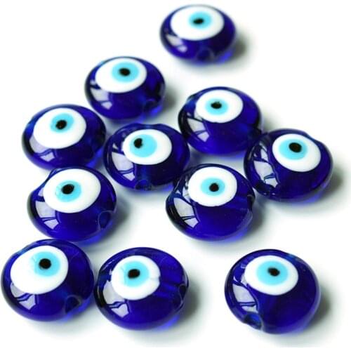 15MM20MM double-sided glass flat beads Turkish blue eye pieces suitable for bracelet DIY necklace womens jewelry making