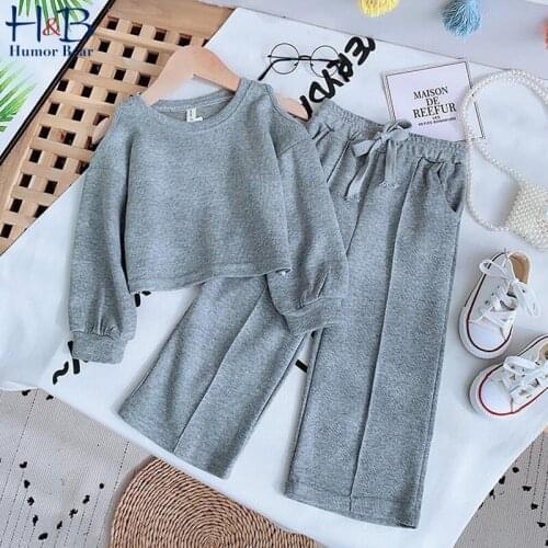 Humor Bear Girls' Clothing Sets New Autumn Long Sleeve Sweater + Wide Leg Pant Sport 2Pcs Casual Toddler Kids Clothes