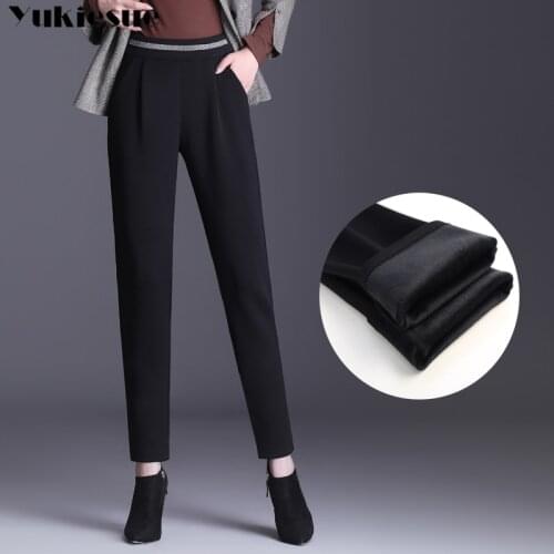 Korean Winter thick fleece harem Pants women New High Waist Thick Harem Pants Casual Trousers Female Autumn Pants Plus Size