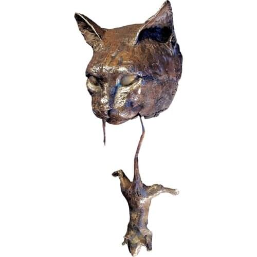 Cat and Mouse Door Knocker or Wall Resin Ornament Rusty Brown Cast Iron Pest Repellent Mouse Metal Statue Protect Plants