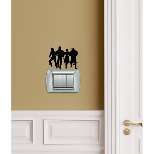 KUCADA gilr and her protector switch panel sticker for wall decoration home decal removable diy black wall sticker WP1852