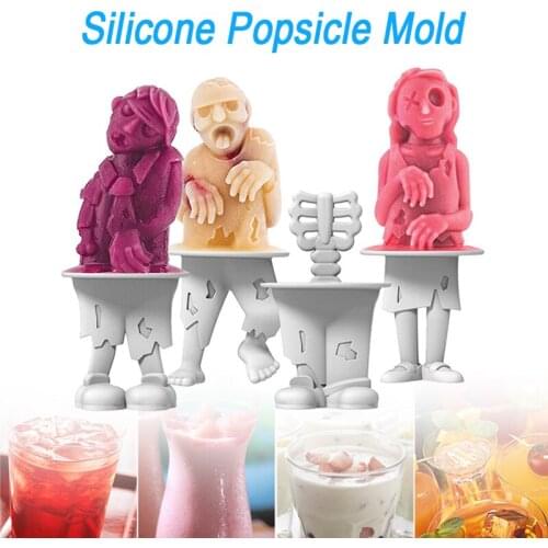 Ice Cream Molds Set of 4 Household DIY Reusable Ice Makers with Sticks Suitable for Home Bar Party TN88