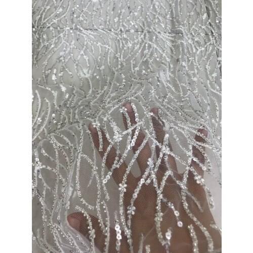 Best quality ZH-98920 beaded african tulle mesh lace for bridal dress New design embroidered lace fabric