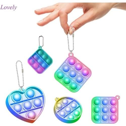 Mini Push Bubble Sensory Toy Key Chain Autism Needs Squishy Stress Reliever Toys Adult Child Funny Anti-stress Fidget Toy