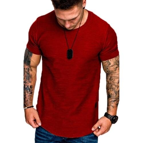 Mens Casual Fashion Solid o Neck t-Shirt Summer Bodybuilding Sports Running t-Shirt Fitness Short-Sleeve Crossfit Exercise Top