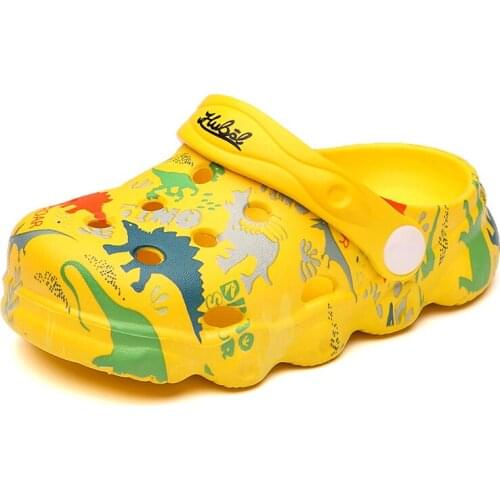 2021 New Kids Sandals Cute Mules Clogs Summer Baby Boys Girls Flat Toddler Dinosaur Slippers Children Garden Shoes