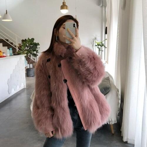 New Style genuine fox fur jacket coat winter fashion overcoat warm short solid casual biker jacket