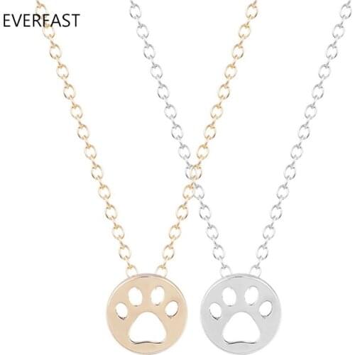 Wholesale 10pc/lot Cute Cat Paw Print Pendant Necklace Geometric Round Dog Paw Pug Sisters Girls Kids Lovr Family Gift