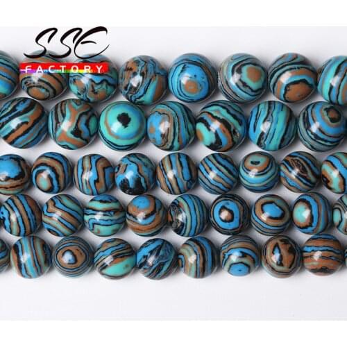 Wholesale Blue Malachite Beads Natural Stone Turquoises Round Loose beads 4 6 8 10 12mm 15'' For Jewelry Making DIY Bracelet T20