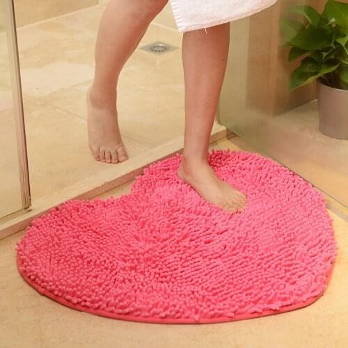 Heart Shaped Front Door Mats Anti-slip Absorbent Bathroom Mat Chenille Bedroom Floor Rug Kitchen Carpet Toilet Tapete Porch Mat