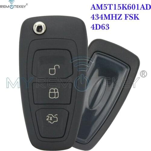 Remtekey AM5T15K601AD 2036872 car remote key 3 button 434mhz FSK 4D63 80bit chip for Ford Mondeo Focus C-Max S-Max 2011-2014