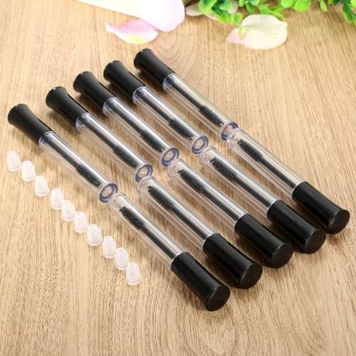 10Pcs 5ml Empty Makeup Bottle Black Cream Brush Vials Eyelash Container Mascara Tube Makeup Organzier Container With Brush Plugs