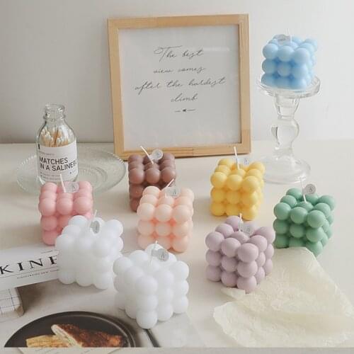Bubble Cube Candle Soy Wax Fragrance Aromatherapy Candles Essential Oil Scented Relaxing Romantic Gift for Birthday Wedding