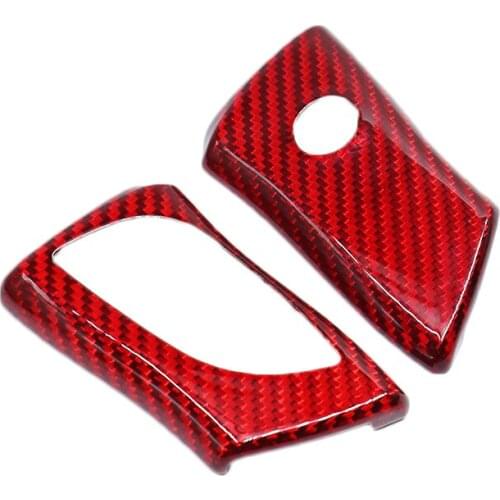 QHCP Carbon Fiber Car Key Shell Remote Key Cover Case Key Bag Protector Black Red Colors 2Pcs For Lexus ES200 260 300H 2018 2019