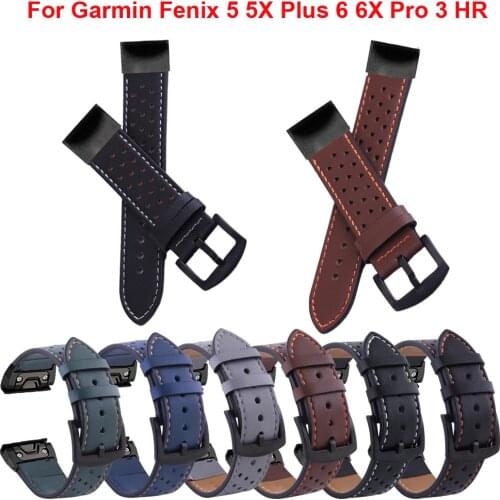 22/26mm Watchband For Garmin Fenix 6 6X Pro 5 5X Plus 3HR 935 Leather Band Fenix6 Fenix5 Watch Easyfit Wrist Strap Bracelet Belt