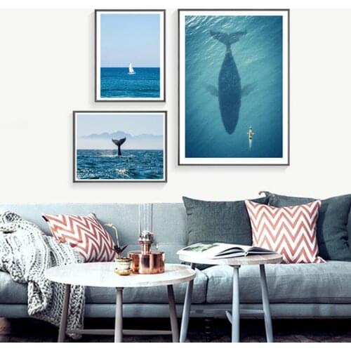 Whale Sea Fish Nordic Posters And Prints Canvas Painting Animal Pictures Modern Wall Art For Living Room Decoration