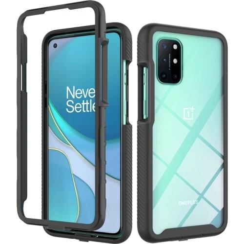 2 in 1 Bumper Heavy Armor Transparent Phone Case For Oneplus 9 8T 8 Pro N10 Nord N100 Silicon Shockproof Protection Cover