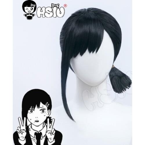 HSIU Higashiyama Kobeni Wig Anime Chainsaw Man Cosplay Black bangs short hair +Free gift wig cap+Free hairpin