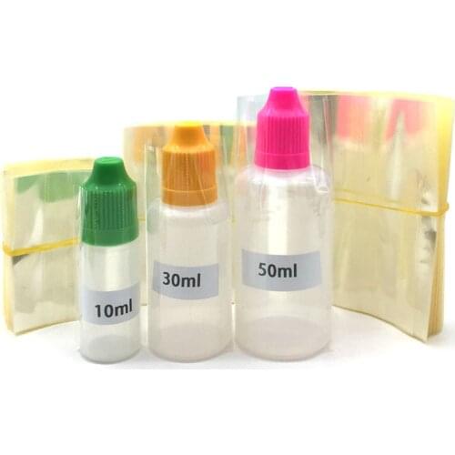 200Pcs/Lot PVC Heat Shrink Wrap Tube for 5ml 10ml 15ml 20ml 30ml 50ml Plastic dropper bottle Clear Shrink Film Shrink Seal